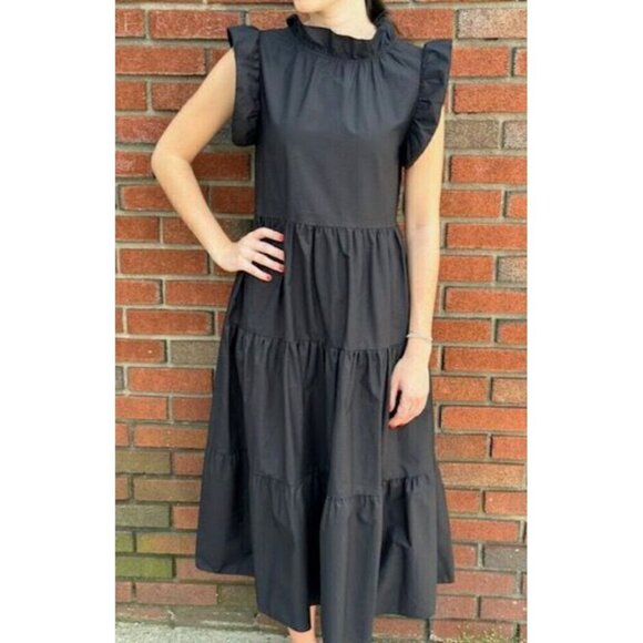 Chepe Black Tiered Ruffle Sleeve Maxi Dress - Picture 2 of 11